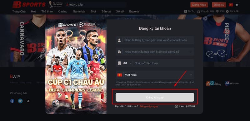 Nắm rõ lưu ý khi đăng ký Bsports