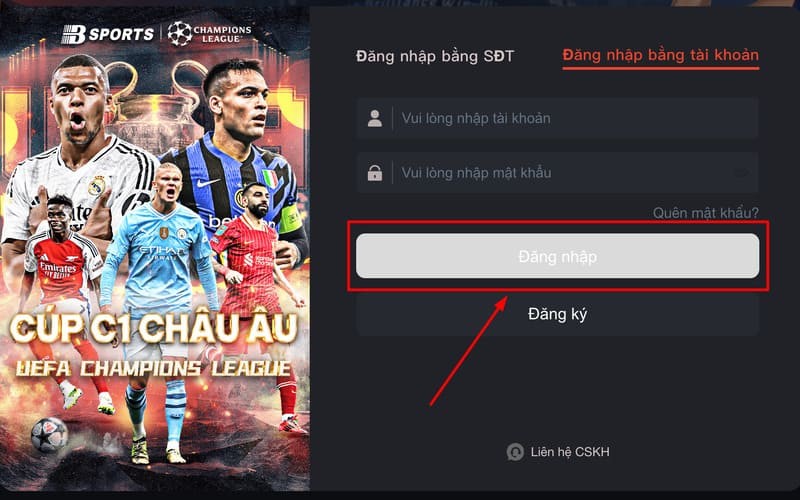 Thực hiện đăng nhập Bsports đơn giản