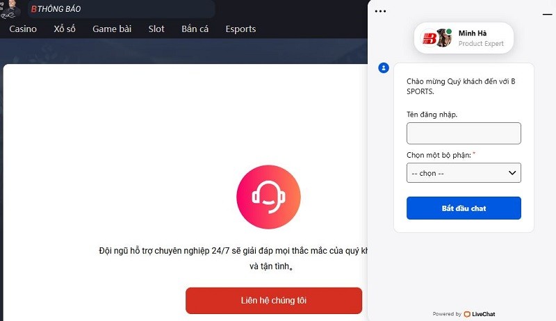 Cách liên hệ nhà cái qua khung chat trực tiếp tại web sân chơi