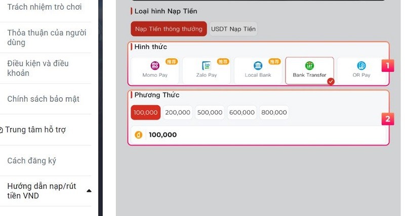 Chỉ dẫn nạp tiền vào Bsports qua Bank Transfer/ QR Pay